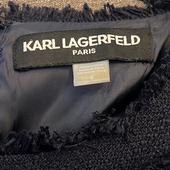 KARL LAGERFELD PARIS Navy Sleeved Sheath Dress - Picture 7 of 13